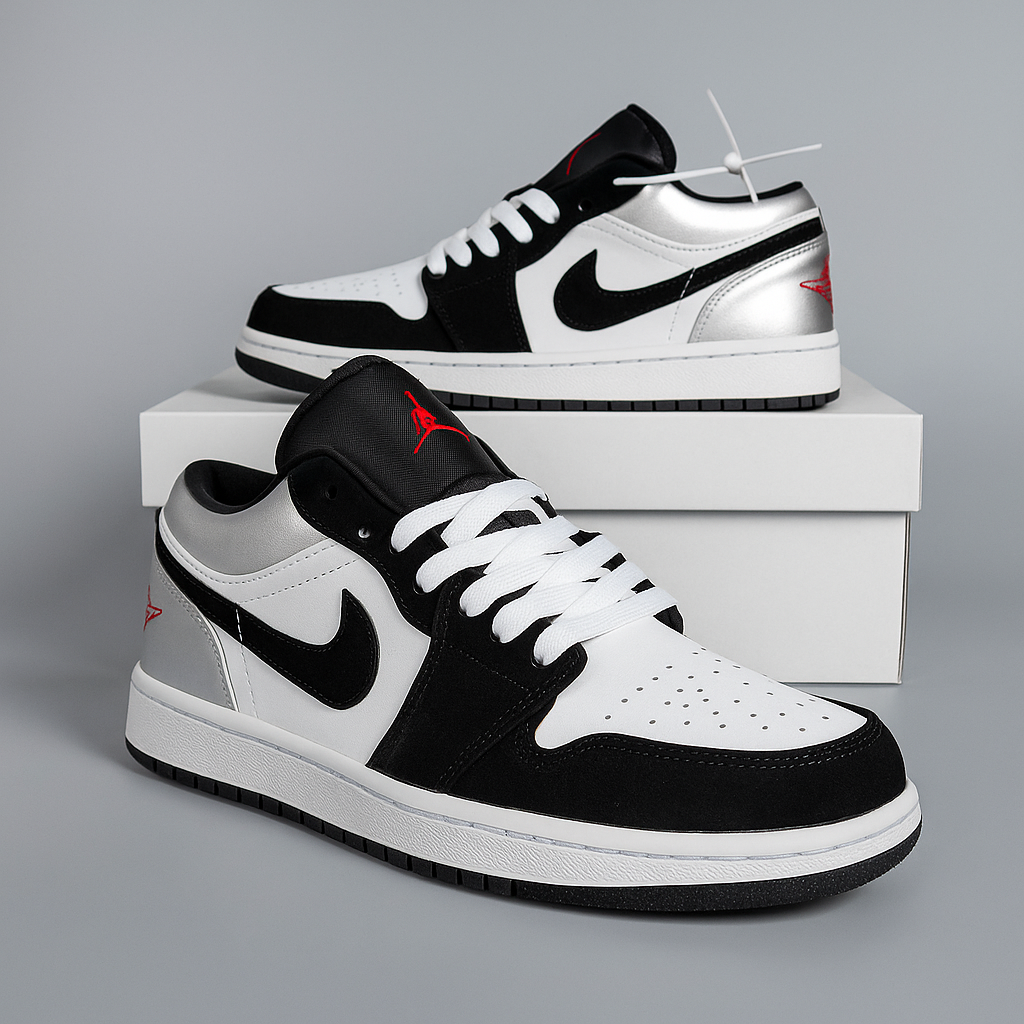 Air Jordan 1 Low SE 'White/Fire Red/Black/Matte Silver